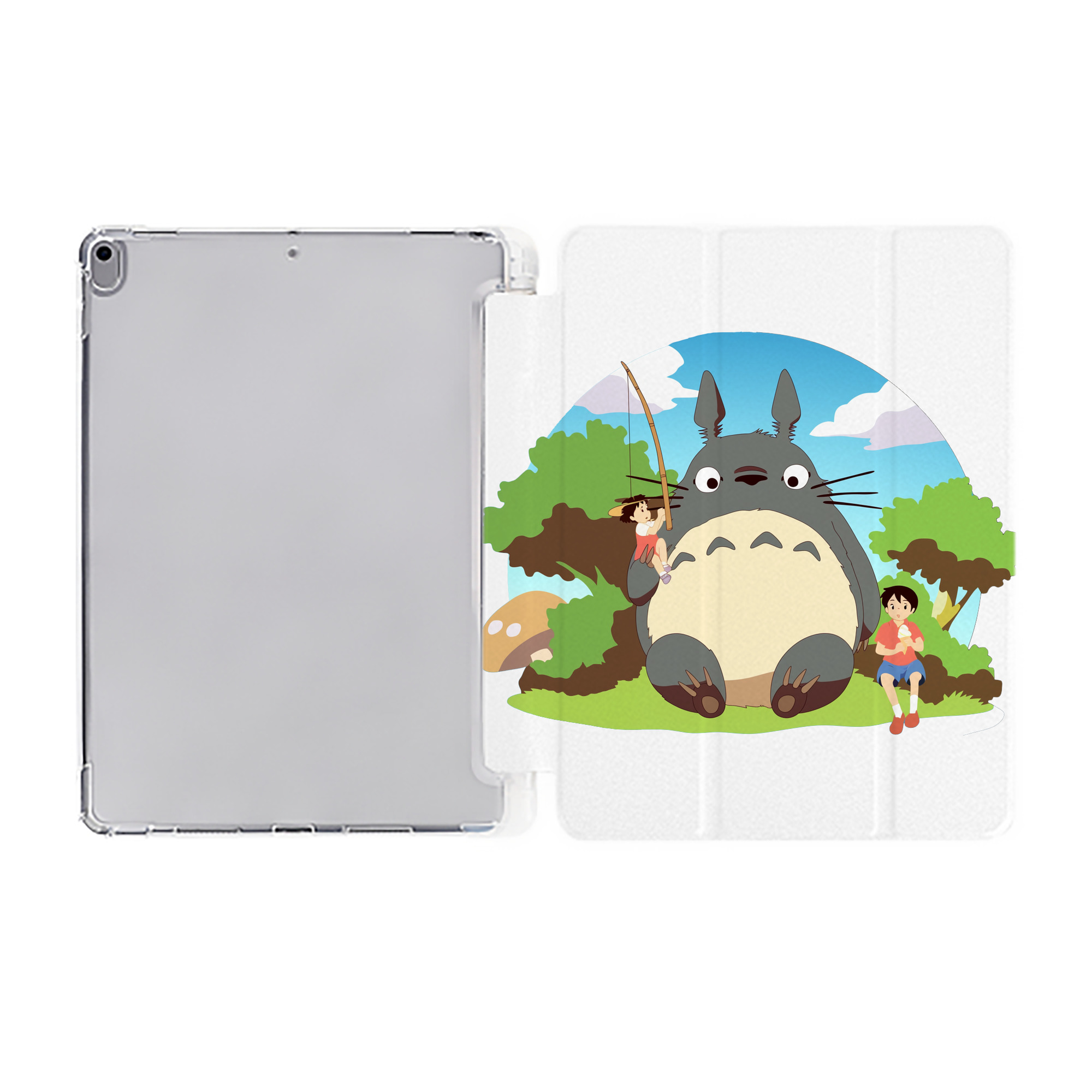 （画像用） となりのトトロ 草壁メイ 草壁サツキ My Neighbor Totoro Satsuki Kusakabe Mei Kusakabe IPad ケース ペン収納付き 三つ折りスタンド PUレザー×シリコン 対応機種9.5/10.5/10.9インチ